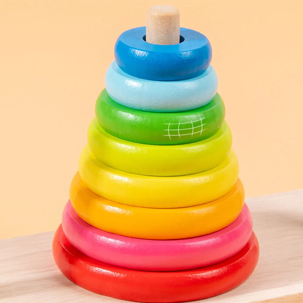 Premium Building Block Arhat Tower With Colored Rings For Kids Teaching Aids In Tower Of Hanoi