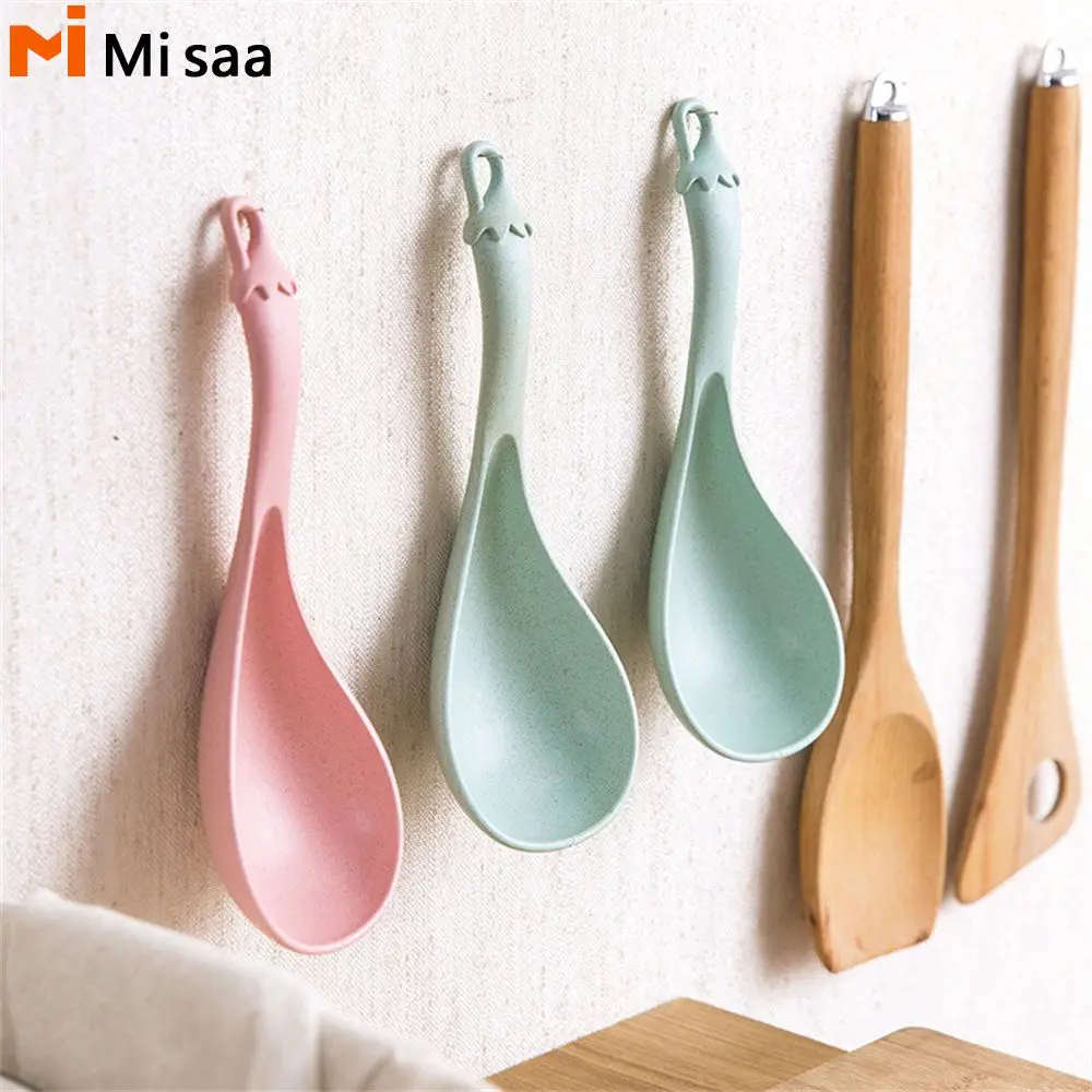 Rice Spoon Large Eggplant Kitchen Thickened Kitchenware Porridge Spoon Wheat Straw Plastic Household Soup Spoon