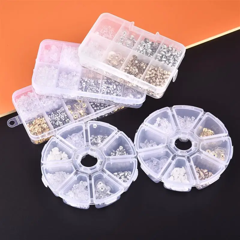 100-1040pcs Ear Plug Box Silicone Rubber Alloy Earring Back Stoppers DIY Earrings Stud Findings DIY Jewelry Making Accessories