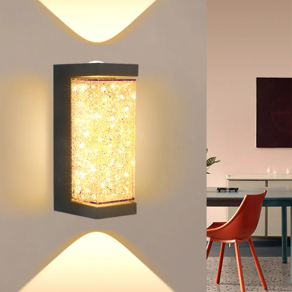 Decorative Crystal Wall Lamp Modern LED Sconce Up Down Light Fixture Minimalist Style For Interior Exterior Decoration