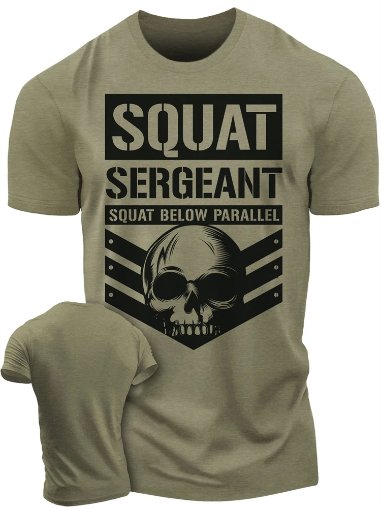 Men\'s T-shirt Street Sports Gym Sergeant Skull Print Outdoor Everyday Trend Short Sleeve T-shirt Men\'s T-shirt Multi-colored