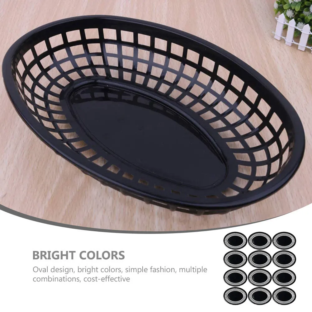 Set di cestini portaoggetti multifunzione da 12 pezzi, portaoggetti ovale in plastica per snack e pane, accessorio da cucina, cestino portaoggetti decorativo