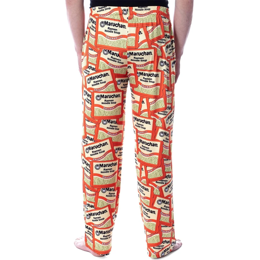 Maruchan Ramen fideos sopa sabor pollo estampado integral adultos niños pantalones de dormir verano de secado rápido suave ligero pantalones de pierna ancha