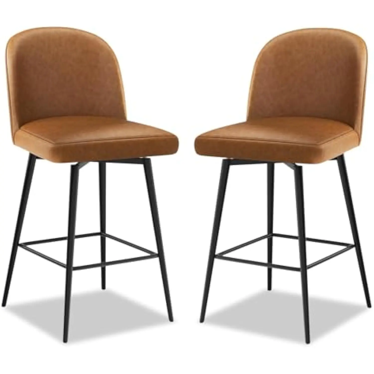 

Counter Height Swivel Bar Stools 26 英寸, Thickened Upholstered Bar Stools Set of 2, Modern Bar Chairs with Back, Metal Legs Fo