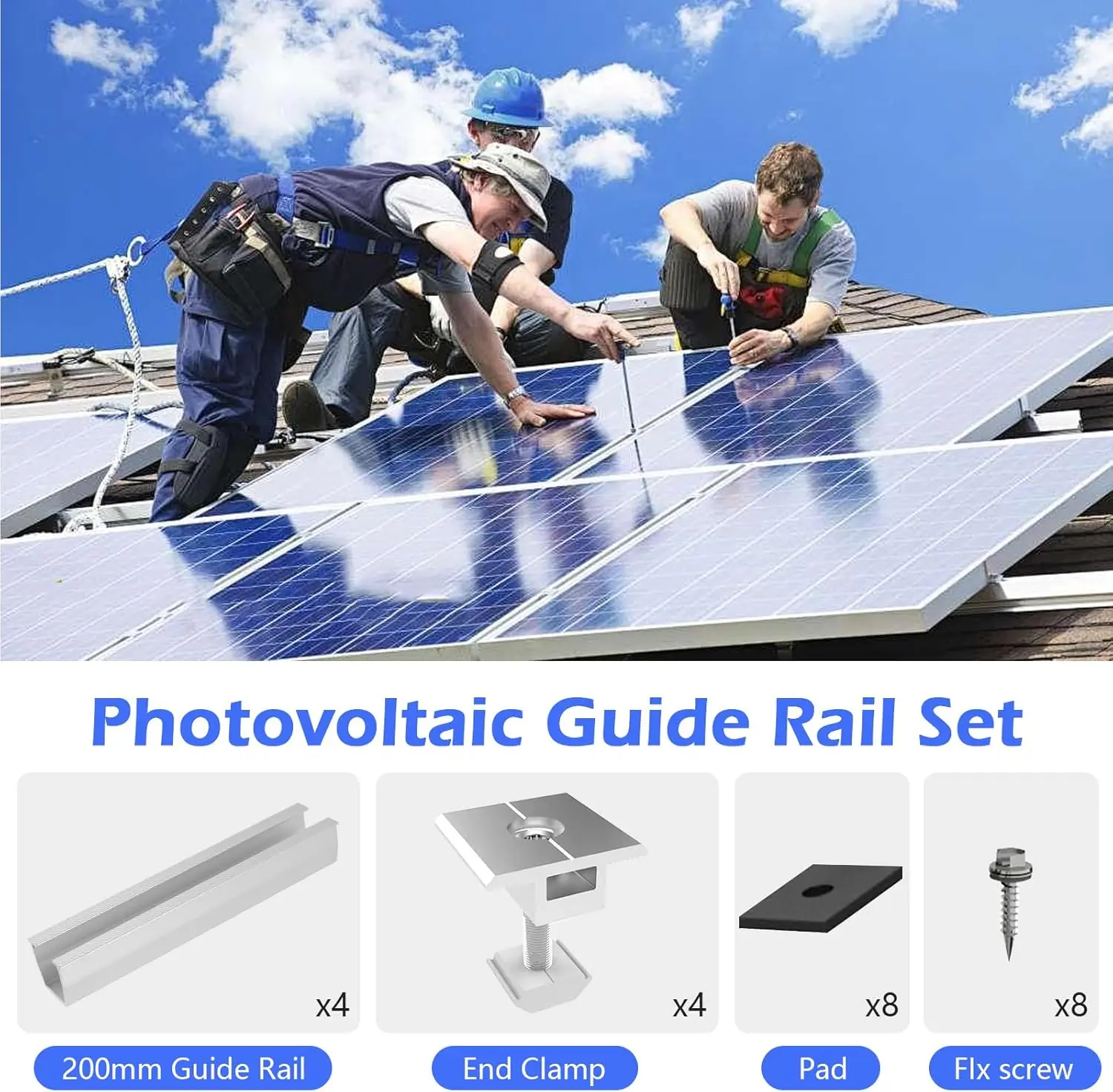 12 Pcs Solar Panel Bracket Kit  Aluminium Mounting Rail 30mm/35mm End Clamps Brackets for Flat Roof PV Mounting Rail image 4