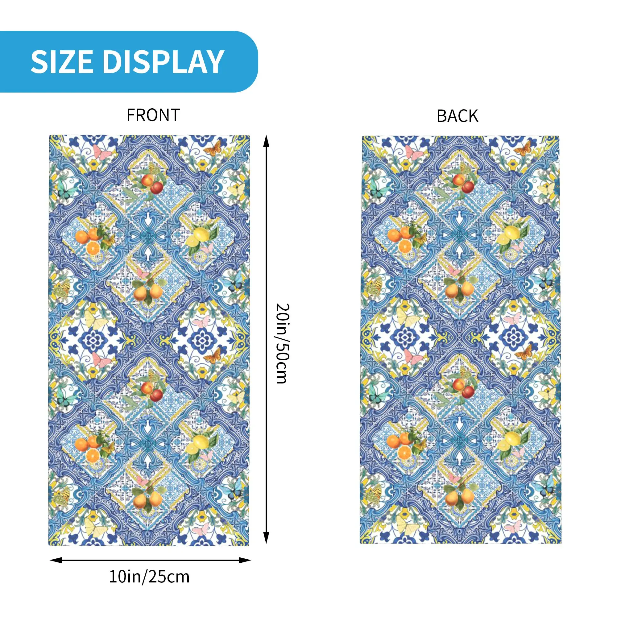 Mediterranean Tiles Italian Oranges Lemons And Citrus Fruit Bandana Neck Gaiter Printed Magic Scarf Cycling Scarf Outdoor Sports