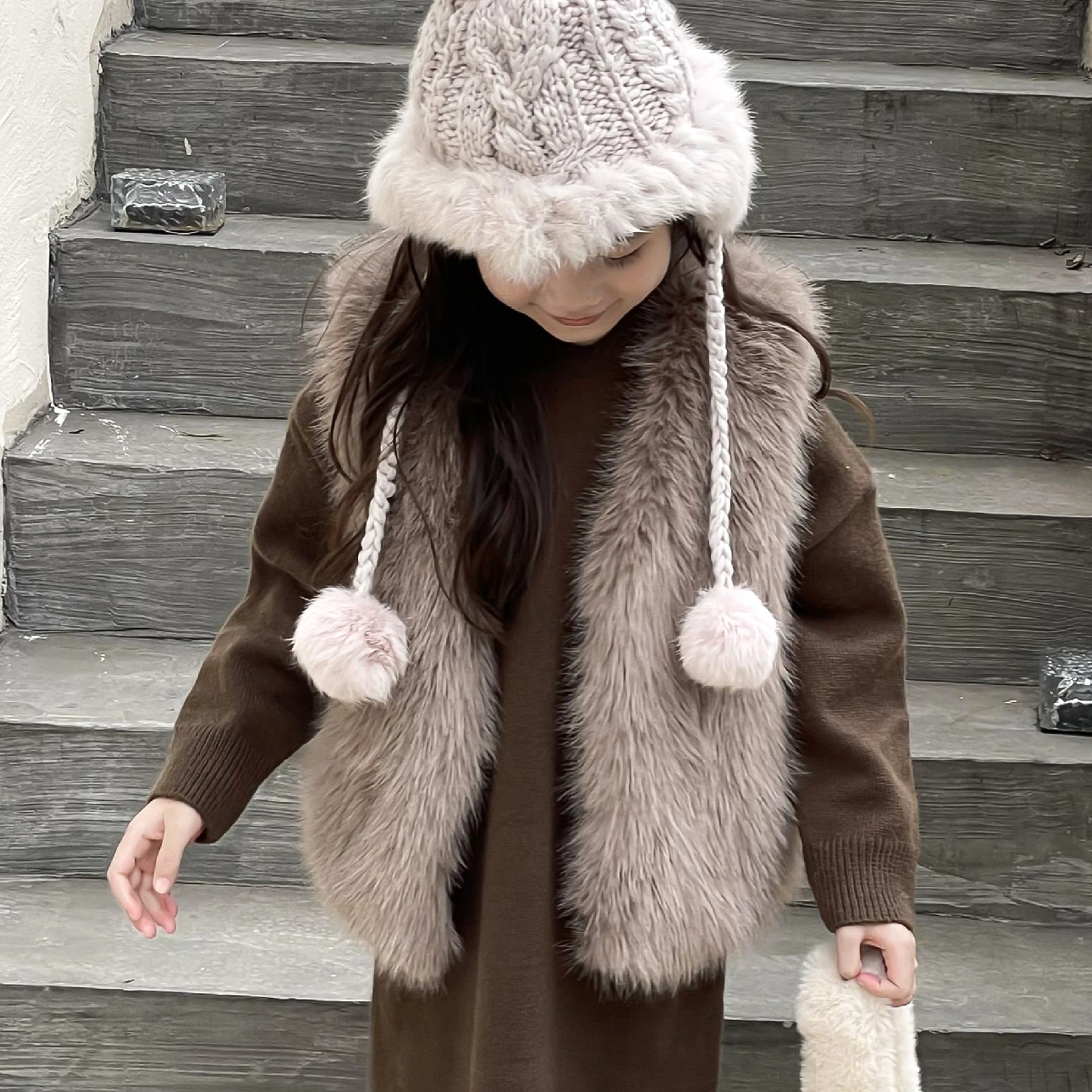 

Baby Vests Toddler Girl Winter Clothes Children Fur Vest with Plush Thickened Fur Coat Kids Warm Waistcoat