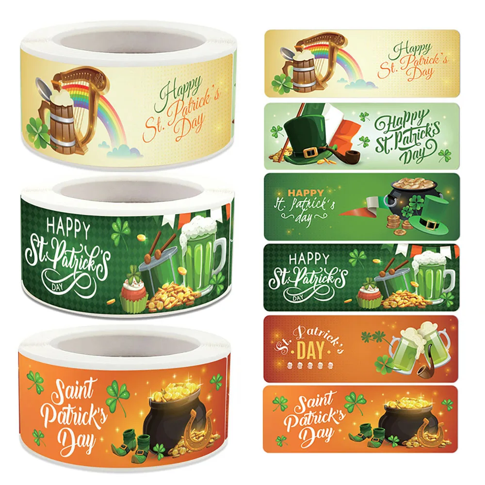 120-500pcs Happy St. Patrick's Day Round Sticker Envelope Sealing Labels DIY Gift Decoration Decor Candy Bag Sticker