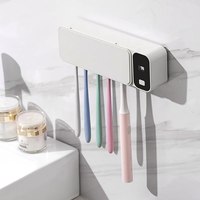 UV Toothbrush Sterilizer Rechargeable Wall-Mounted Perforation-Free Tooth Brush Holder With LED Display For Bathroom