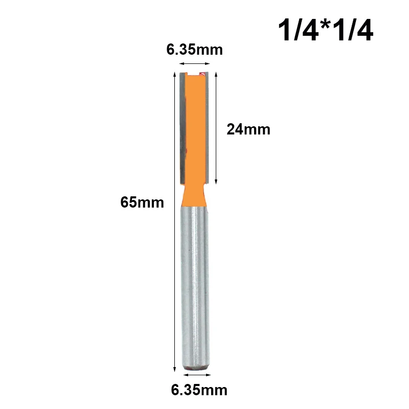 1PC 1/4" 6.35MM Shank Milling Cutter Wood Carving Blade Double Flutes Straight Bit Woodworking Tool Carving Trimming Router Bit