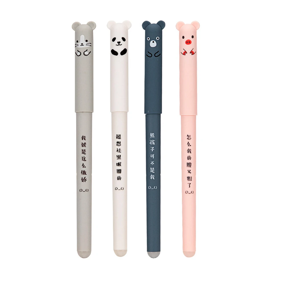 4/50 Stück/Set Kawaii Schwein Bär Katze Maus lösch bar Gel Stift Schule Bürobedarf Briefpapier Geschenk 0,35mm blau schwarz Tinte – Detail 3