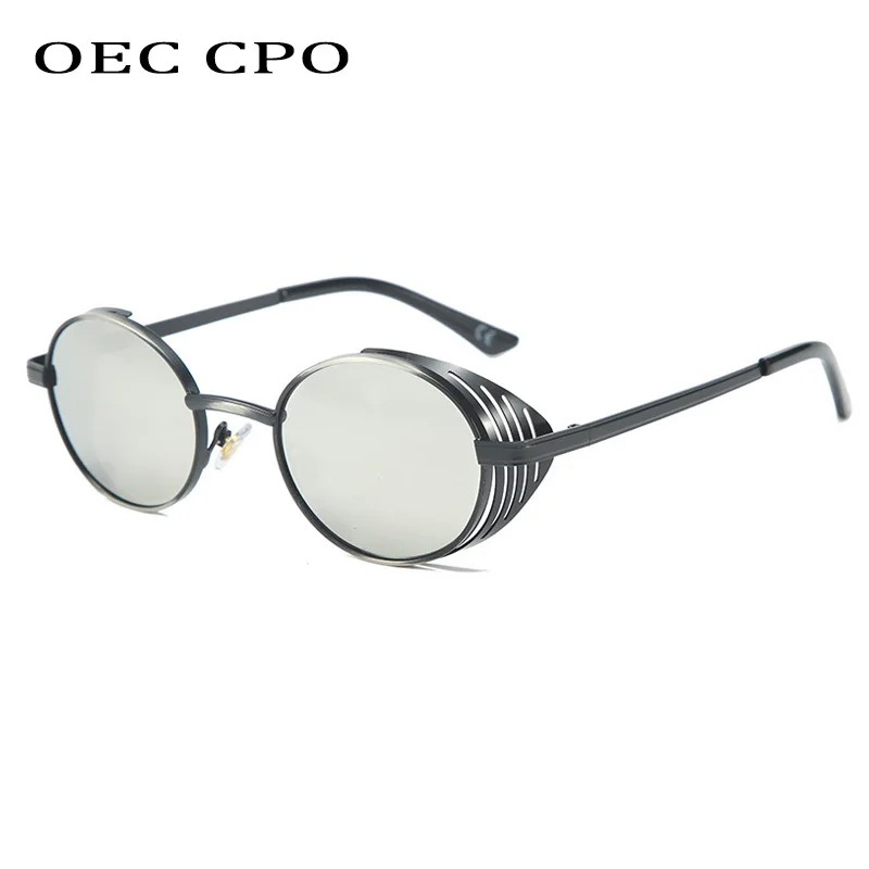 OEC CPO Hình Bầu Dục Punk Vintage Kính Mát Nam Nữ Tròn Thương Hiệu Thiết Kế Kính Chống Nắng Nữ Phong Cách Khoa Học Viễn Tưởng Retro Kính Mắt UV400