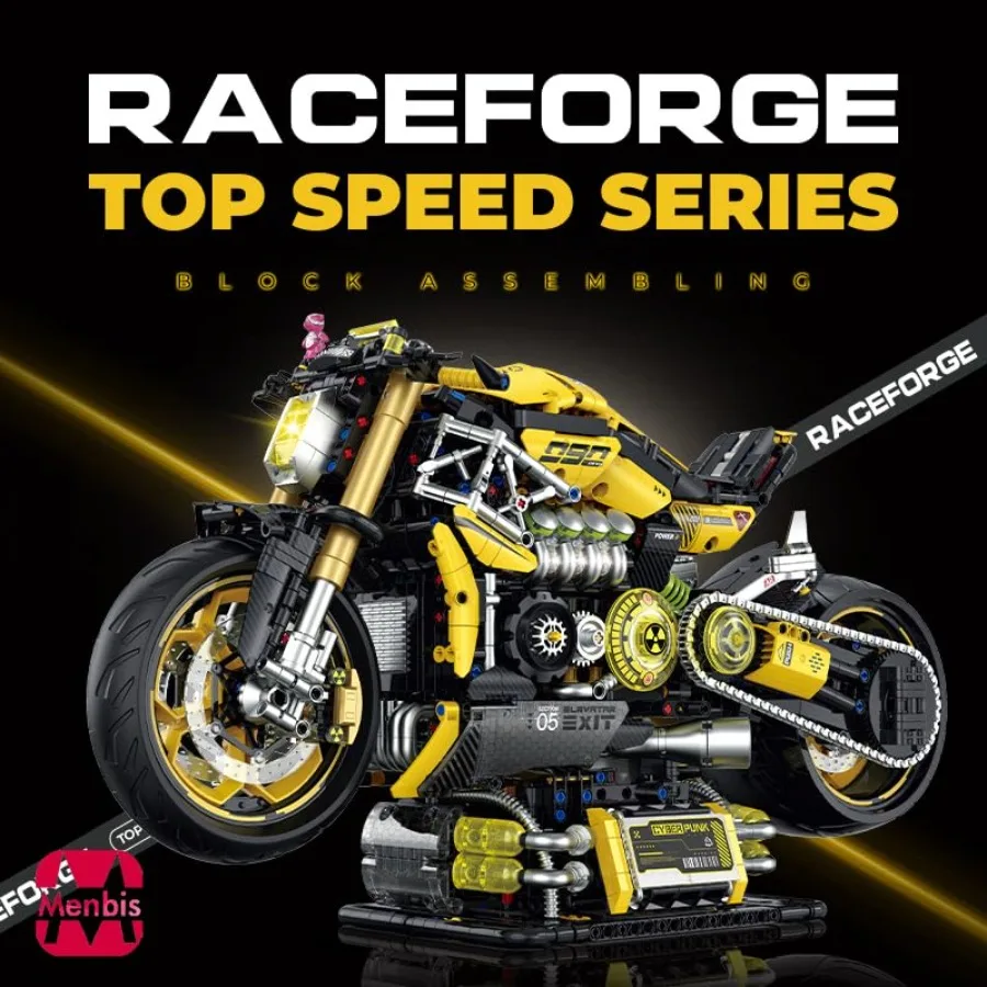 Narwhals 2500Piece Cyberpunk Style Motorcycle Building Block Kit 1:5 Scale MOC Racing Bike Building Set for Adults and Teen 16+