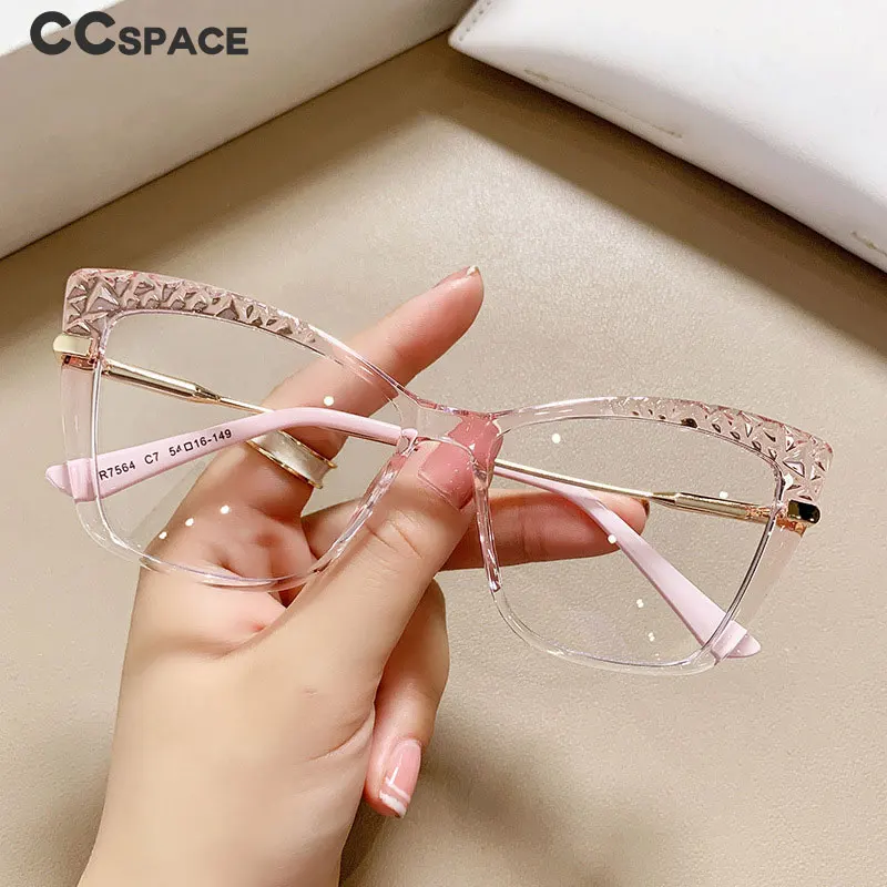 53355 Cat Eye Anti Blue Light Optical Glasses Frames Women Crystal Cut TR90 Fashion Computer Eyeglasses