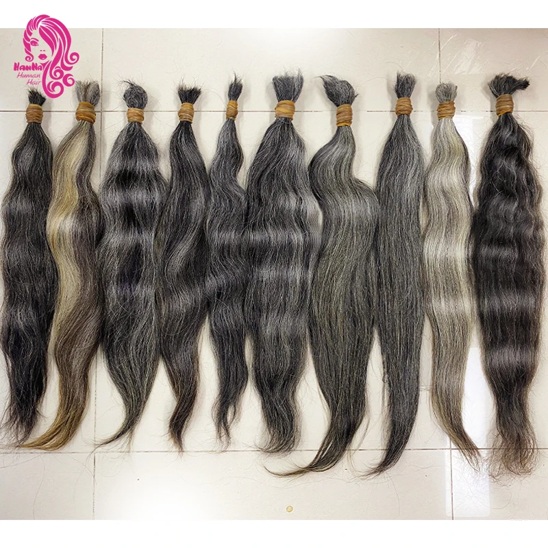 Super Double Drawn Cabelo do Sul Gray Hair Bone Straight No Weft 15A Unprocessed Can Be Dyed To Any Color Hair From One Donor