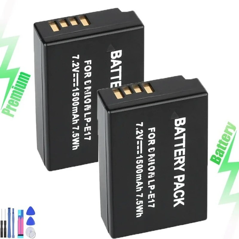 

2pcs for LP-E17 1500mah battery EOS 77D M3 M5 800D 750D 760D T6i T6s