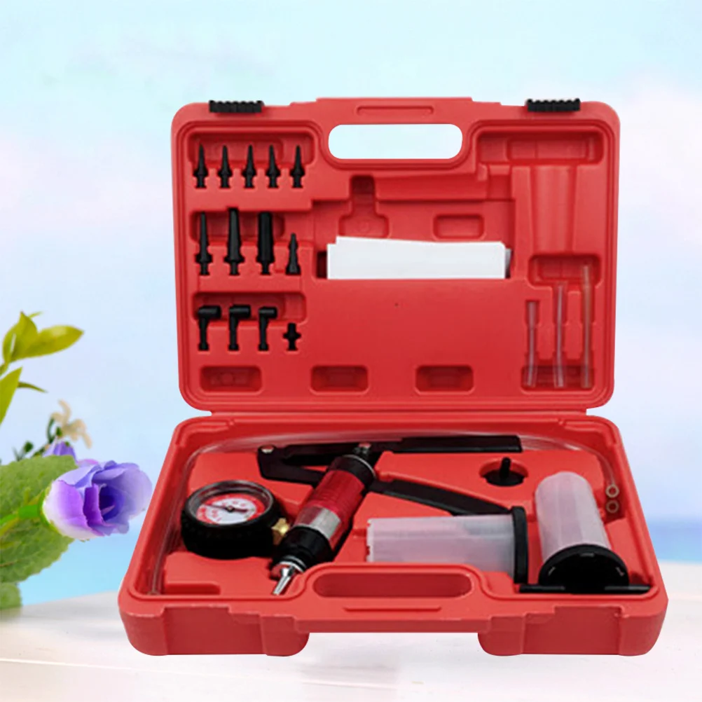 

Manual Vacuum Pump Brake Bleeder Kit For Automotive Repair Hand-Held Vacuum Pump Tool Red Box Fuel Line Bleeding Equipment