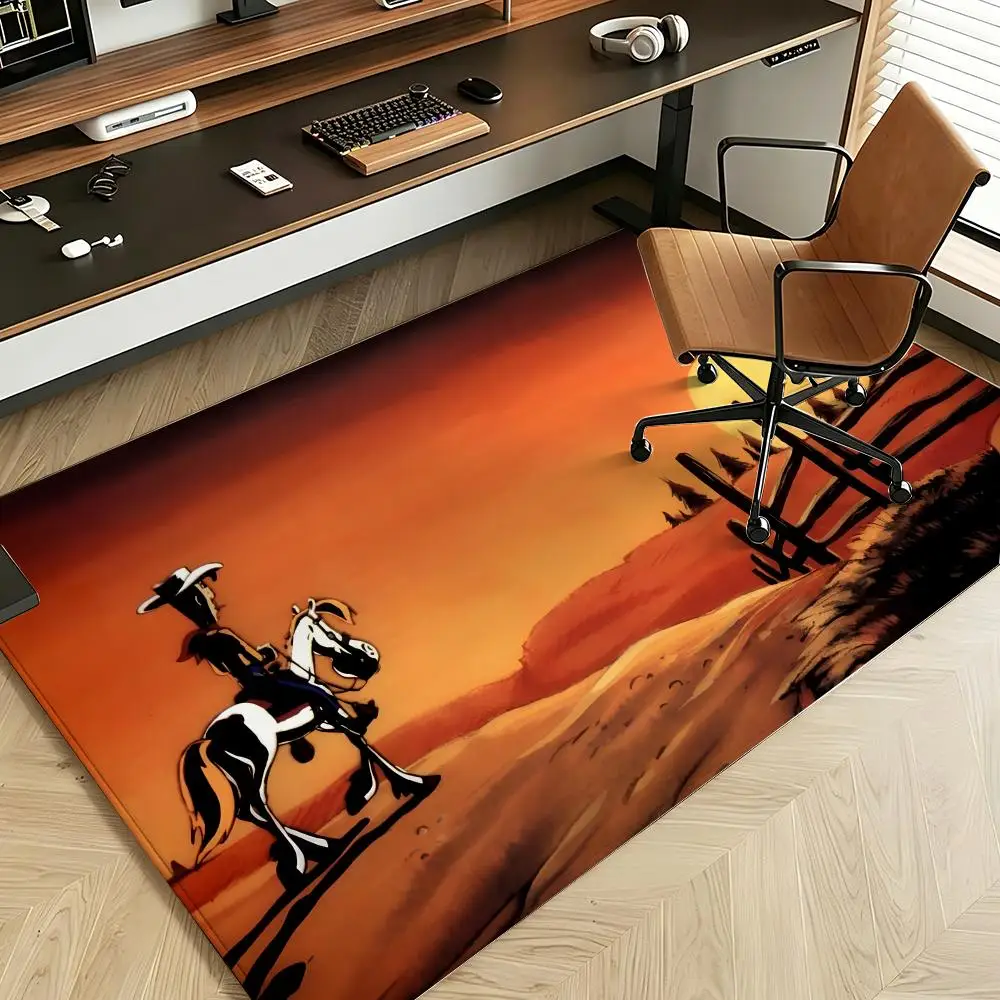 Cartoon L-Lucky L-Luke Floor Mat Soft Flannel Floor Mat  Suitable for Entryways, Living Rooms, Bedrooms, and Bathrooms