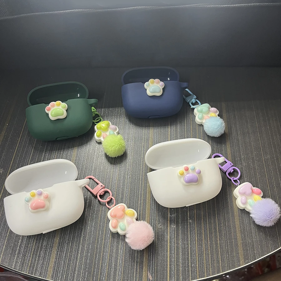 cartoon Cover For Sennheiser ACCENTUM Open Case with keychian Silicone hearphone box For Sennheiser ACCENTUM case