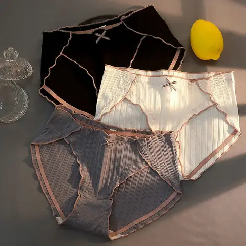 Ladies Cotton Underwear Panties Girls Sexy Seamless Antibacterial Crotch Breathable Briefs Mid-waist Large Size Women's Panties