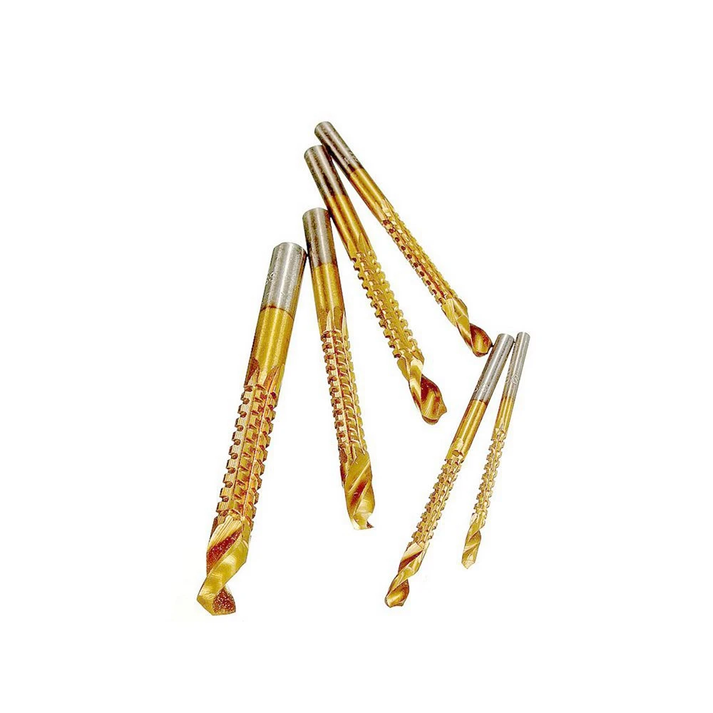 Brocas helicoidales HSS recubiertas de titanio y Sierra, brocas de perforación para carpintería, aluminio y madera, 6 unidades
