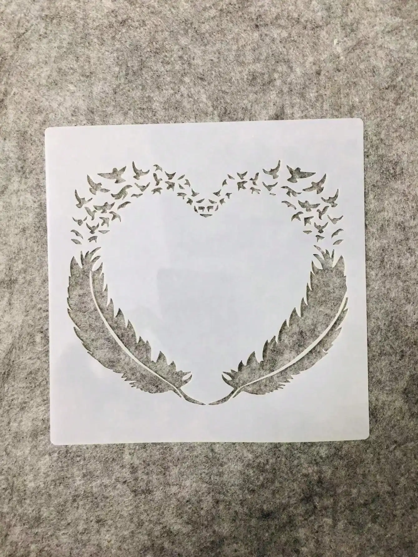 13cm Feather Bird Heart DIY Layering Stencils Wall Painting Scrapbook Coloring Embossing Album Decorative Template