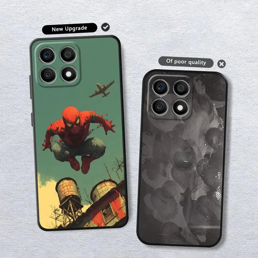 حافظة لهاتف Honor 8X X5b 70 Magic5Lite X6 X8 X9a 200 400 Lite 90X7 من Marvel Iron Man Spider Man باللون الأسود الناعم