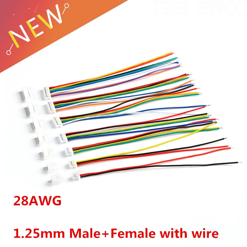 

10Pcs JST 1.25mm Wire Cable Connector Micro JST Pitch 1.25mm 2/3/4/5/6/7/8/10 Pin Male Female Plug Electronic Wire