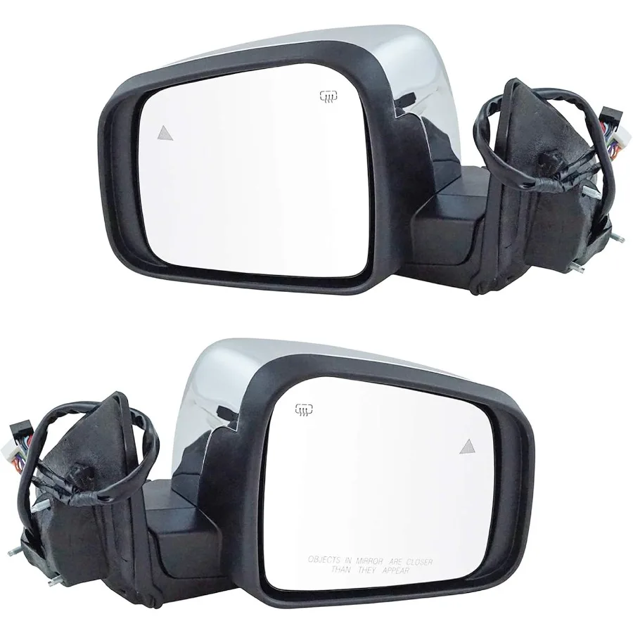 

2 Piece Driver and Passenger Side Mirror Assembly Set with Electric Adjustment Heated Function Memory Feature Chrome Finish Inc