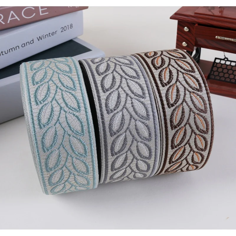 25M/Roll 4cm Wide Embroidery Jacquard Lace Ribbon Belts Curtain Accessories Pillow Edge Decor Garments Sofa Lace Belt DIY Sewing