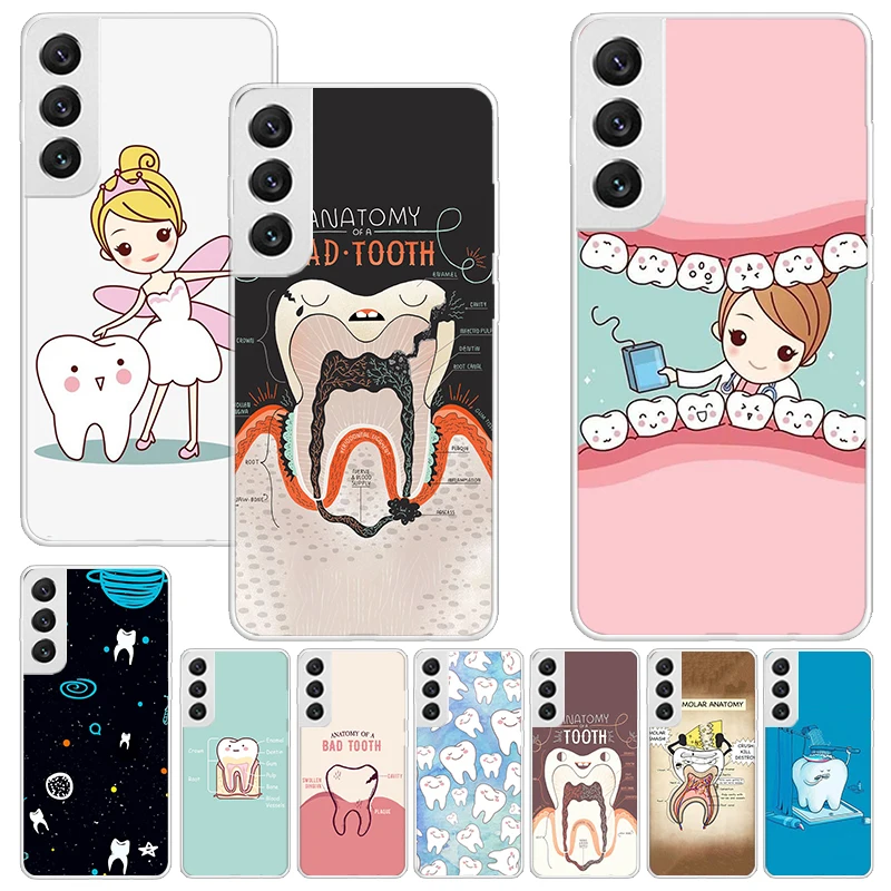 Wisdom Teeth Dentist Tooth Print Soft Case for Samsung Galaxy S24 S23 S22 Ultra S21 S20 FE S10 Plus Phone Shell S9 S8 + S10E Pat