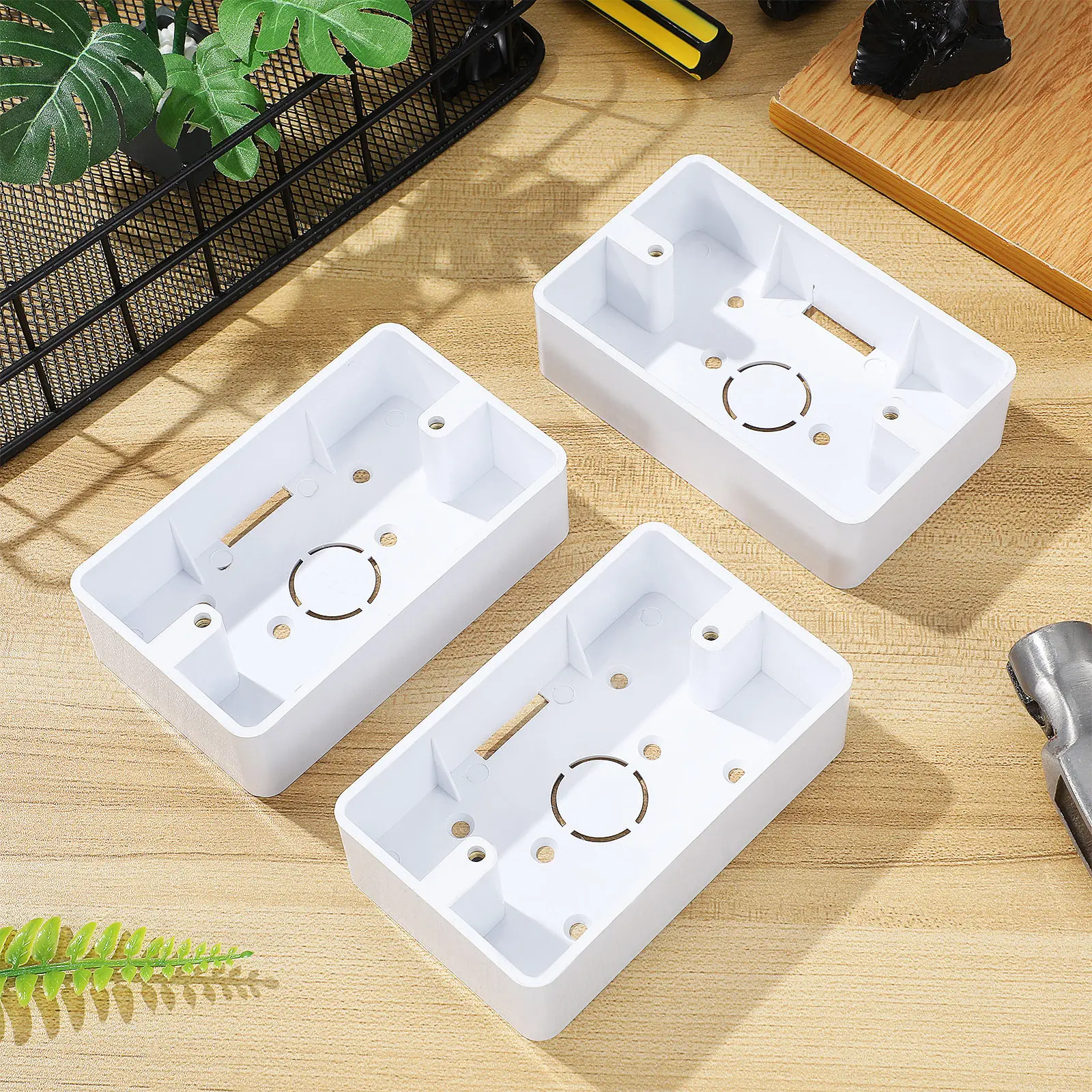 5pcs Mount Outlet Boxes Durable Electrical Socket Surface Mount For Hard Wall Wood Cavity Flush Installation Break-Out