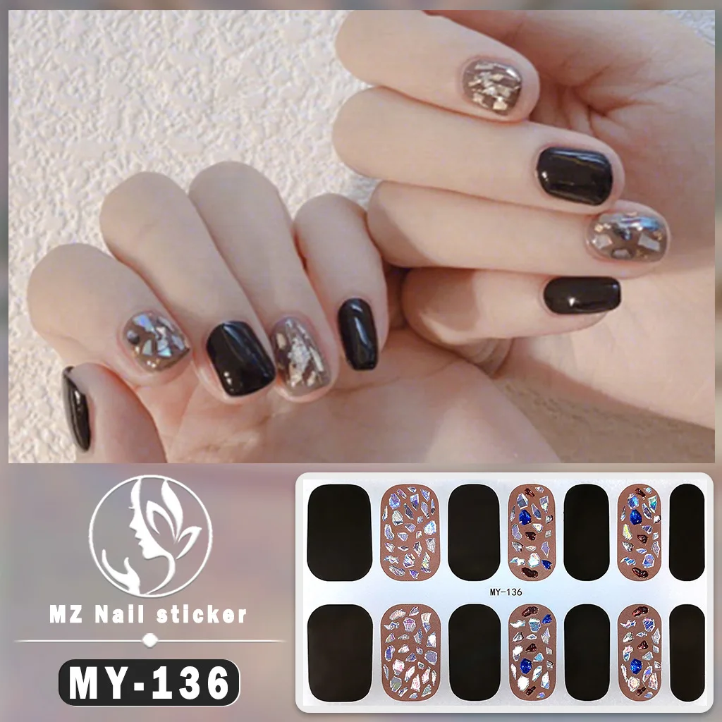 Bake free gel 3D nail sticker Full coverage nail polish film sticker Japanese and Korean waterproof diamond like nail sticker