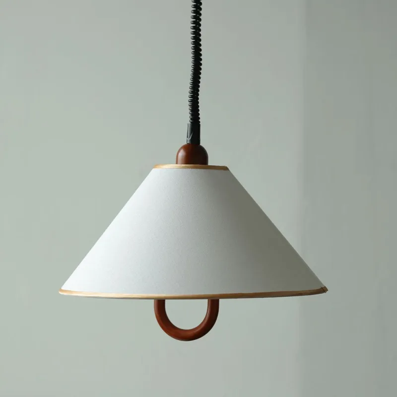 

Medieval retro solid wood chandelier Hemp cloth lampshade tea room restaurant wabi atmosphere vintage cotton linen logs Light