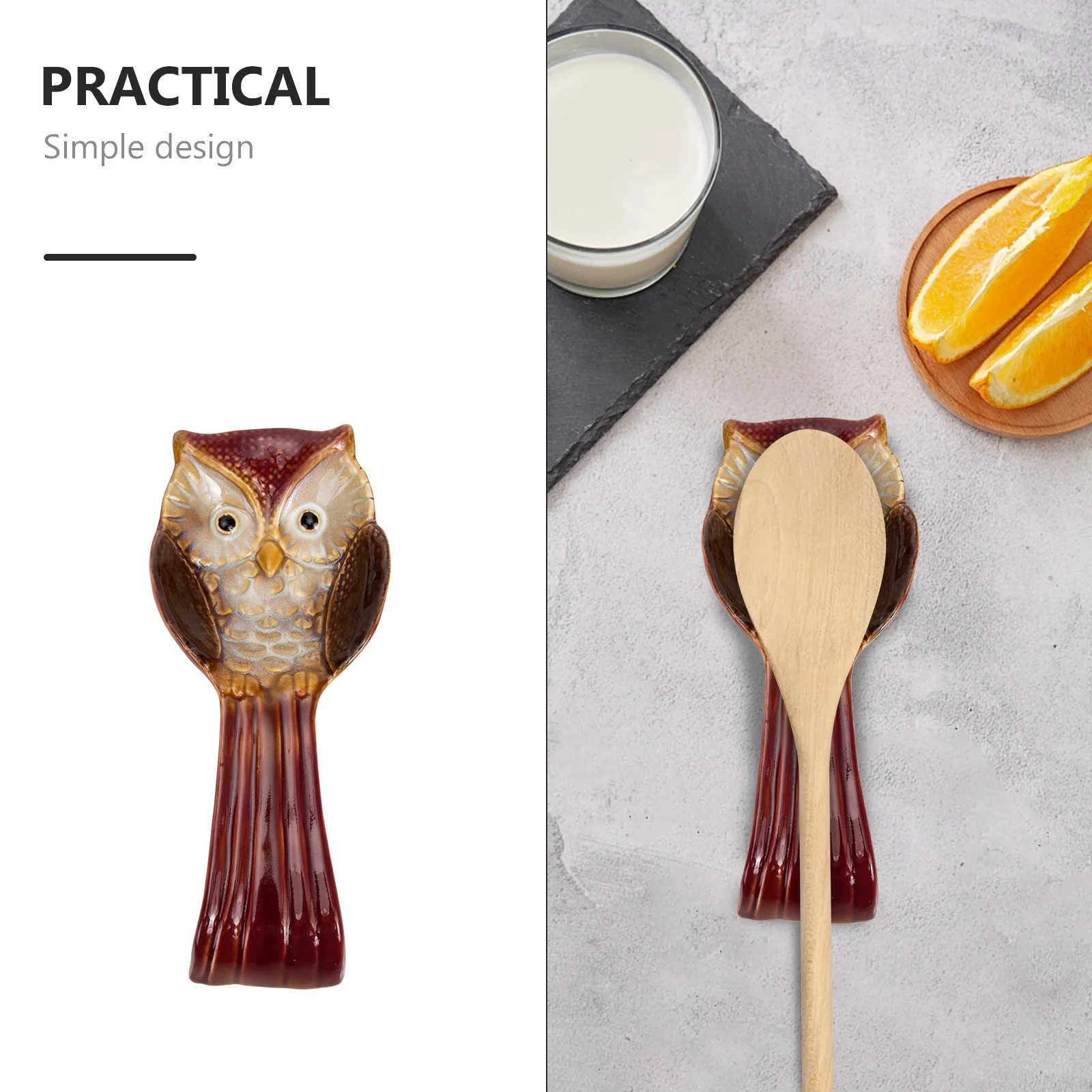 

Creative Owl Design Spoon Rest Premium Ceramic Material Non Scratch Surface Ideal for Home Kitchen Or Restaurant Use
