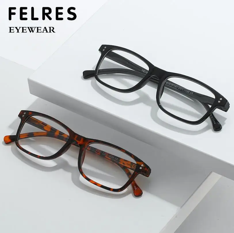 Men Square Anti Blue Light Reading Glasses Woman Prescription Glasses Optical Glasses Single Focus Presbyopic Glasses+4.25to+6.0