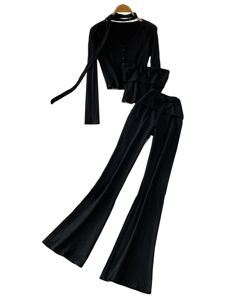 K-Drama Principale Fem Personaggio Sle Pure Desire V-Ne Sa ort Cappotto Slim Fit Tube Top Leggings attillati Set di magliette