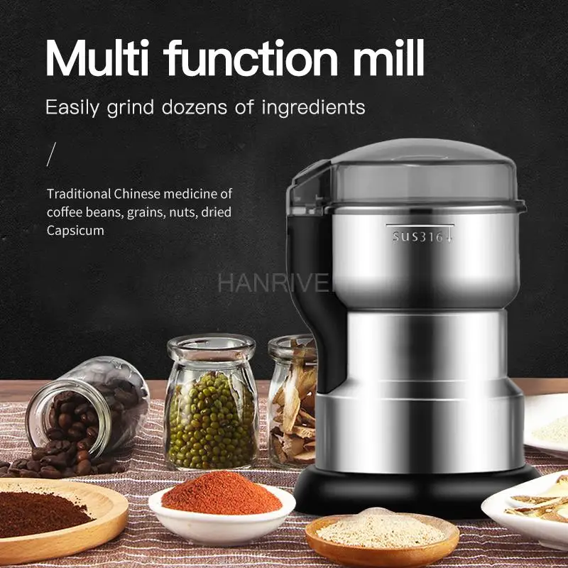 Electric Coffee Grinder Kitchen Cereal Nuts Beans Spices Grains Grinder Machine Multifunctional Home Coffee Grinder EU Plug 220V