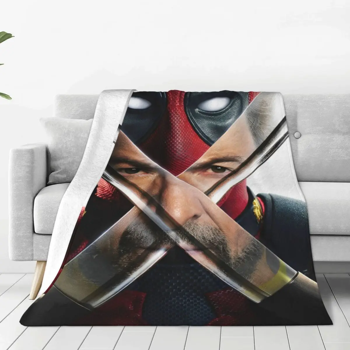 Super Soft BlanketGirls Boys Picnic Marvel Deadpool & Wolverine Throw Blanket Flannel Bedspread For Couch Chair Sofa BedNovelty