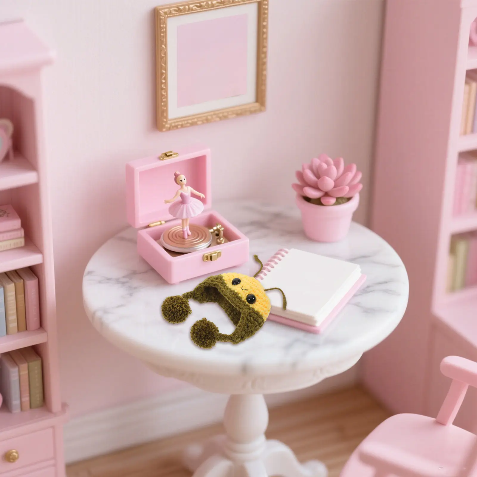Mini Chapéus de Tricô Estilo Abelha, Chapéus Pequenos de Tricô Estilo Animal de Desenho Animado para Decorações de Casa de Bonecas em Escala 1:6, Artesanato e Adereços para Fotos