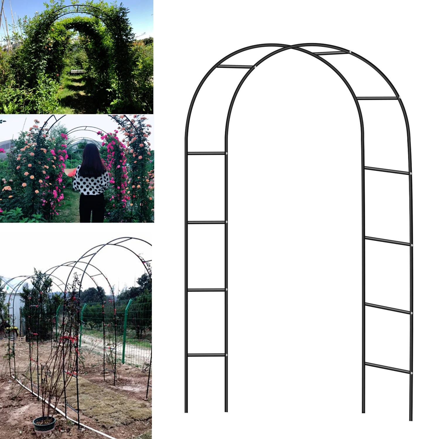 Iron Wedding Arch Decorative Garden Backdrop Pergola Stand Flower Frame For Marriage Birthday Wedding Party Decoration 3 in 1