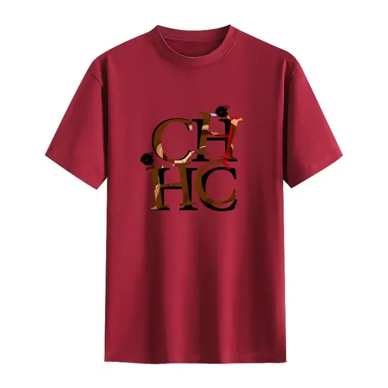 T-shirt stampata di marca CH New Art Letter disponibile in più colori Cotone Vestibilità comoda Casual Moda quotidiana Top versatile