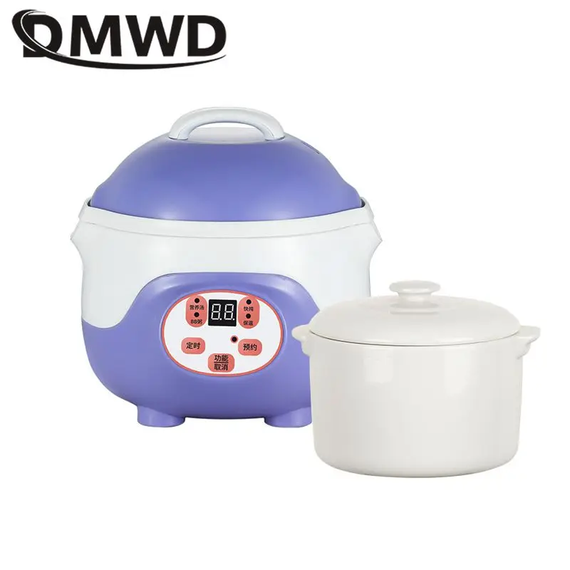 Multifunction 0.8L Automatic Electric Stew Pot Reservable Timing Slow cooker Ceramic liner Stew congee Soup baby food supplement