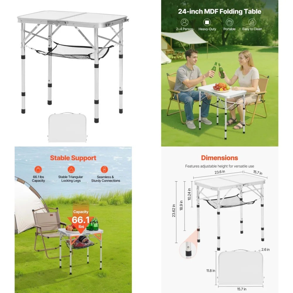 

Уличные столы Складной алюминиевый походный стол 2 фута с регулируемой высотой Уличный легкий портативный стол для пикника для пеших прогулок и путешествий