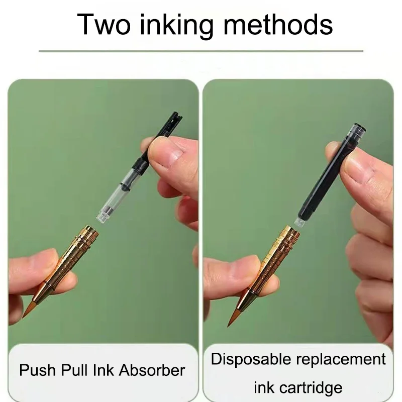 New Chinese Calligraphy Practice Metal Rod Brush Pen Style Small Kai Writing Soft Hair Self Absorbing Ink Wolf Hair Soft Hair