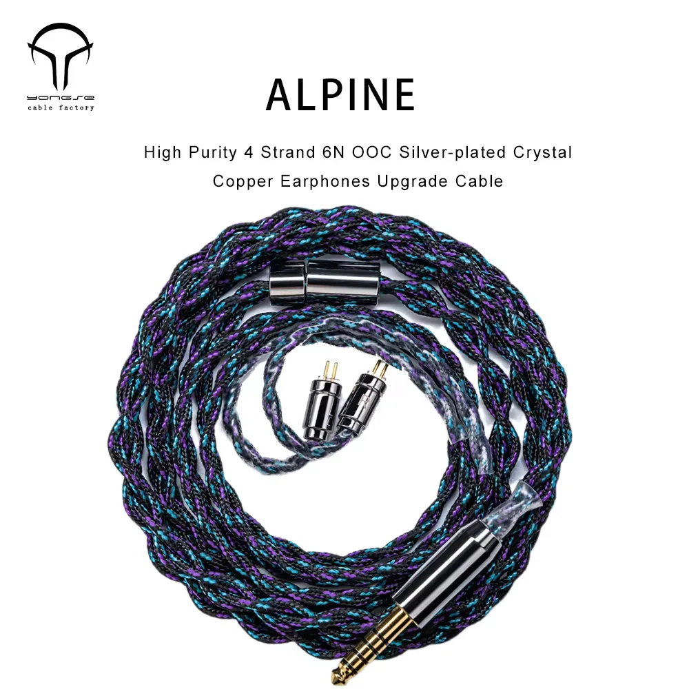 

Yongse Alpine New Arrival High Purity 4 Strand 6N OOC Silver-plated Crystal Copper Earphones Upgrade Cable