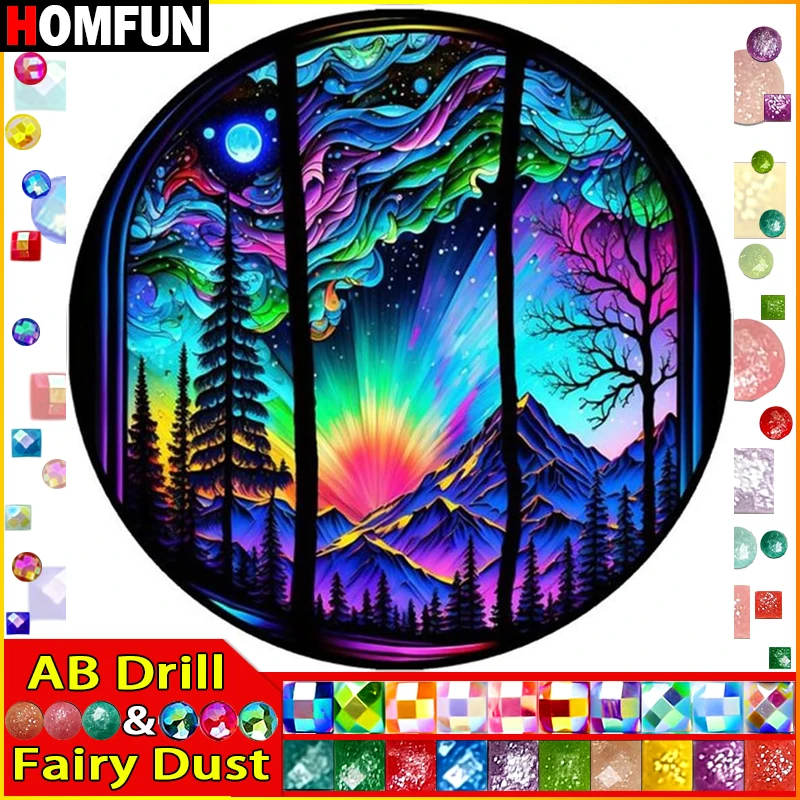 

HOMFUN Fairy Dust AB Алмазная вышивка DIY Набор для алмазной живописи "Пейзажное дерево" 5D Рукоделие Алмазное украшение для дома