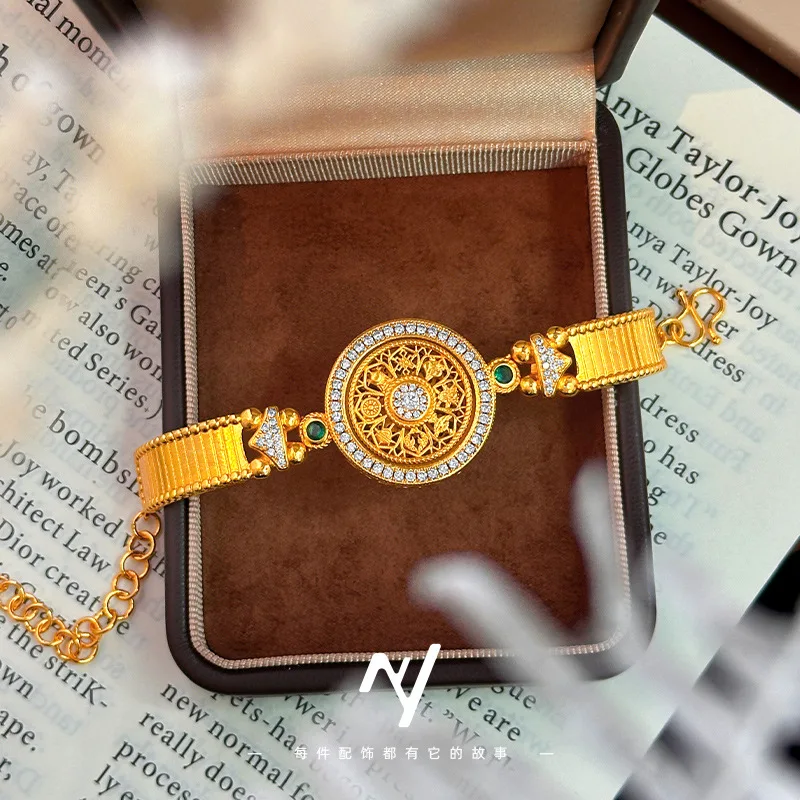 luxury real gold jewelry 24k certifid compass rotating bracelet watch chain au999 solid gold fashion compass bracelet