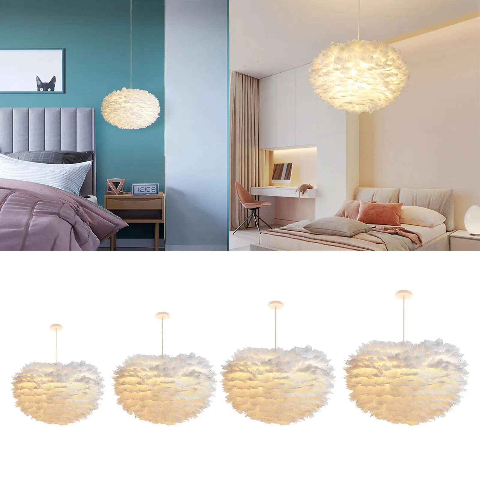 

Modern Feather Pendant Ceiling Lighting Led Hanging Lamp Fitting Minimalist