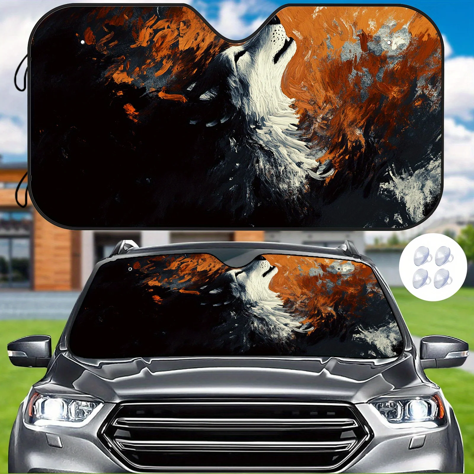 

Солнцезащитный козырек на лобовое стекло автомобиля Wolf Howling At Moon — подходит для теплоизоляции и устойчивой к царапинам защита от ультрафиолета с ярким оранжевым/блем